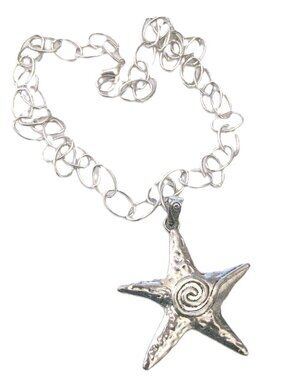Starfish Pendant Necklace - New Chain 29 1/2” long
